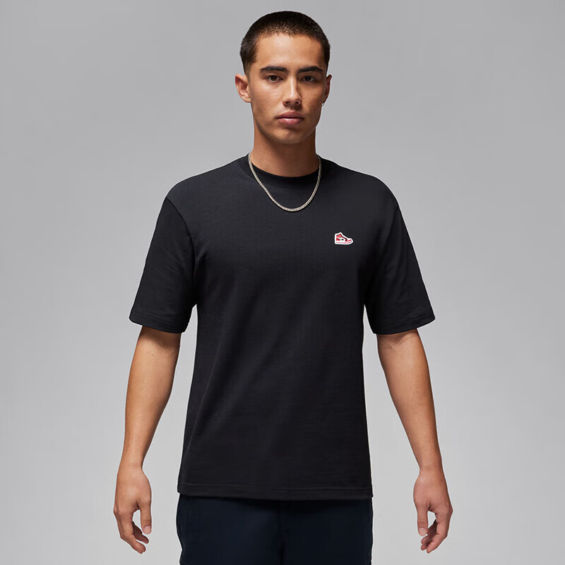 Jordan Sports T-Shirt, AJ Men's Loose-Fit, BRAND SNKR Short Sleeve, FN5983-010, Black, XL