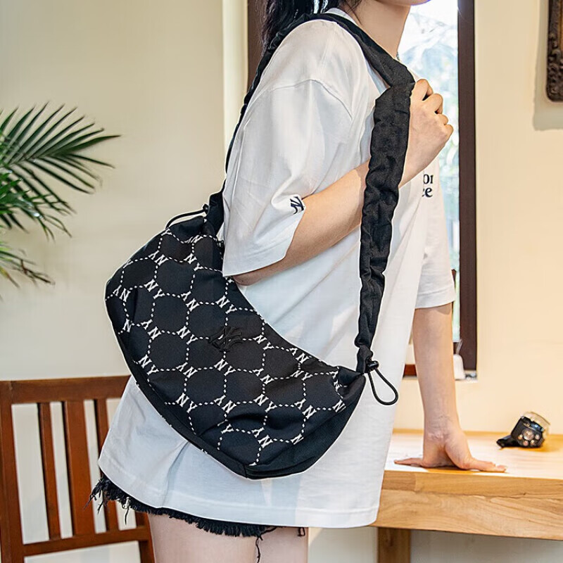 MLB Single Shoulder Bag Crossbody Bag Handbag Adjustable 3ABQS034N New York Yankees/Black F