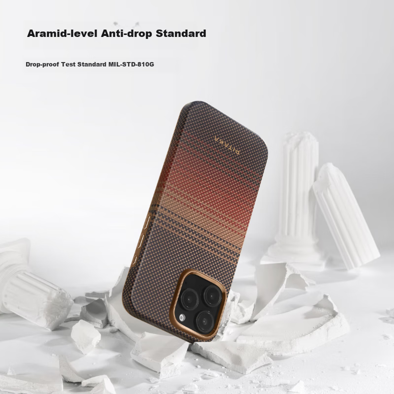 PITAKA Carbon Fiber Texture MagSafe Magnetic Absorption Kevlar Lens Protection Case for Apple iPhone 16 Pro Max, Shockproof and Stylish Men's Phone Cover in Black Grey