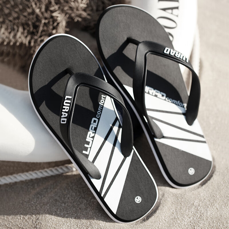 LURAD Men's Summer Flip Flops Outdoor Casual Beach Shoes Personality Flip Flops Triangle Pattern 39-40