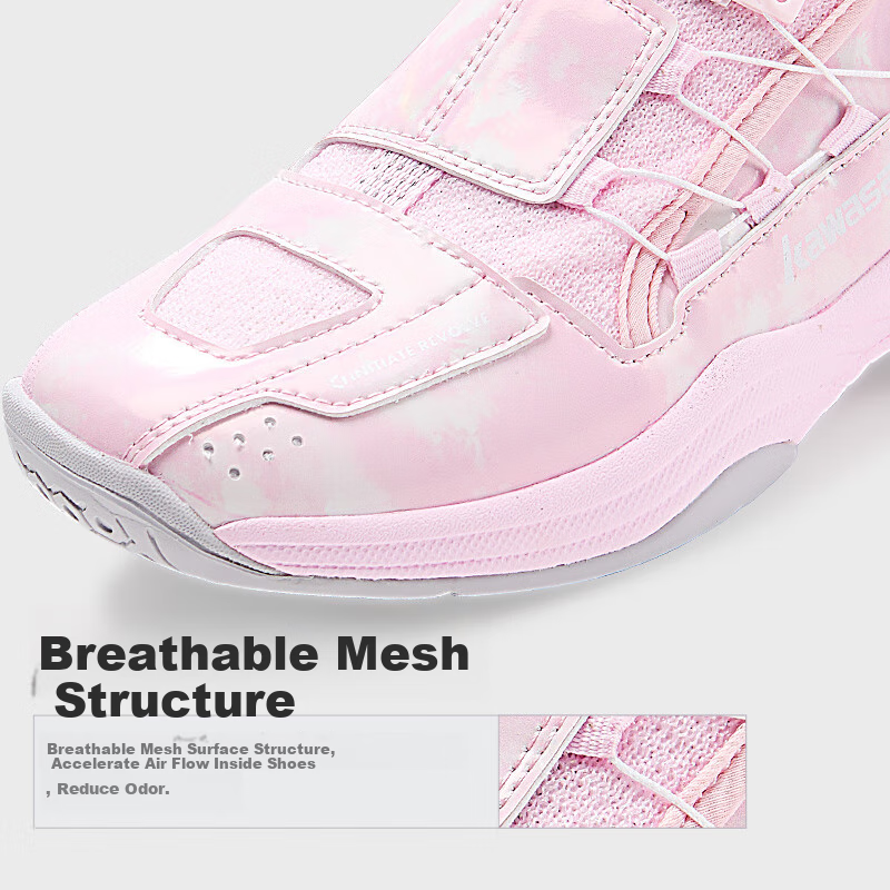 Kawasaki Children's Badminton Shoes Cross 2.0 Wear-resistant Unisex Kids Sports Shoes B4412 Cherry Blossom Pink 35