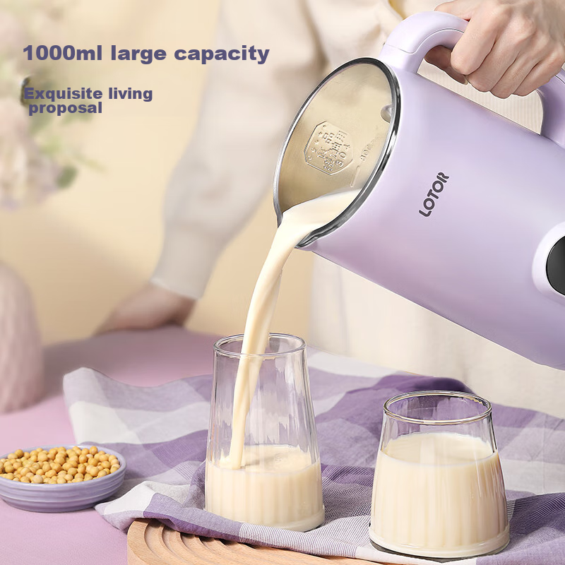 LOTOR Xiaohuanxiong Soy Milk Maker, Small Home Blender, Fully Automatic, No Cooking Or Washing Required, for 1-2 People, Noise-Reducing Juicer, Grain And Complementary Food Processor, DJJ-80 Purple