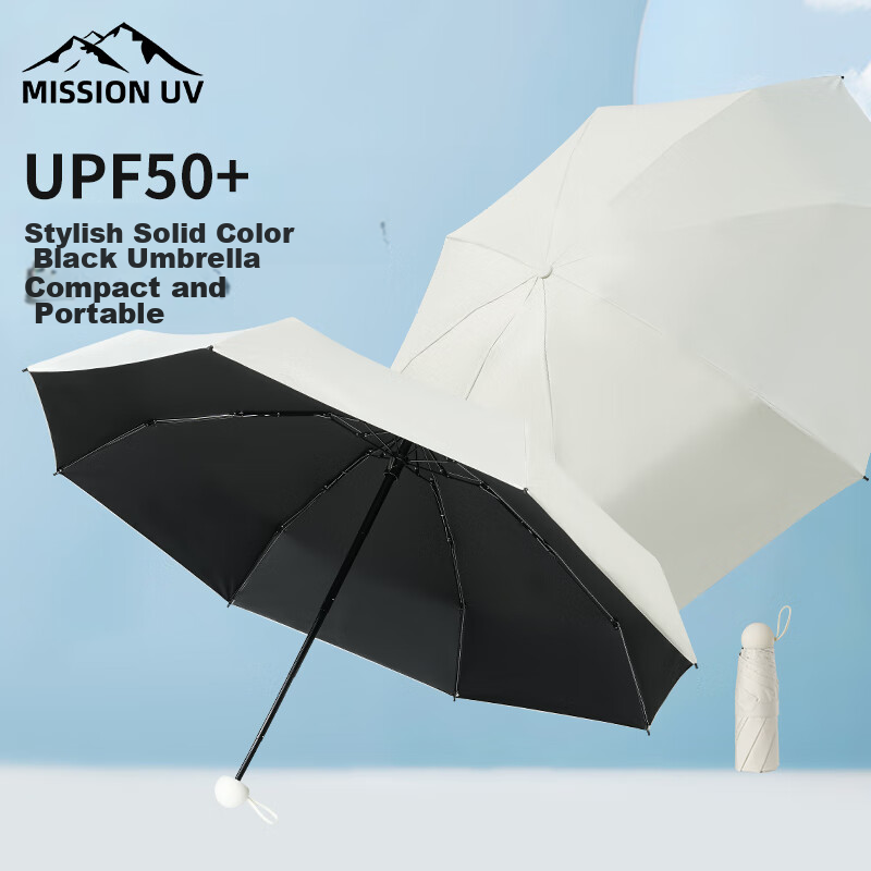 MISSION UV Black Umbrella, Folding Capsule Umbrella, Sun And Rain Protection for Men And Women, UV Protection, Dual-Use for Sunny And Rainy Days, YS001