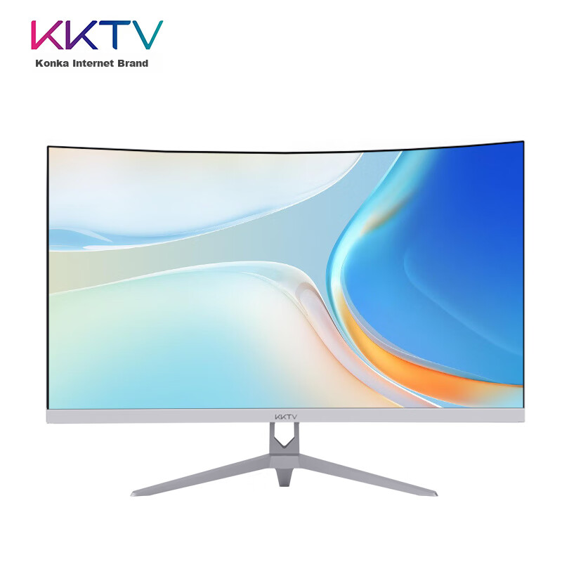 KKTV 27-Inch Monitor, High-Definition Curved Gaming Display, Portable Computer LCD Screen, Slim Three-Micro Edge Design, White Body, K27QB
