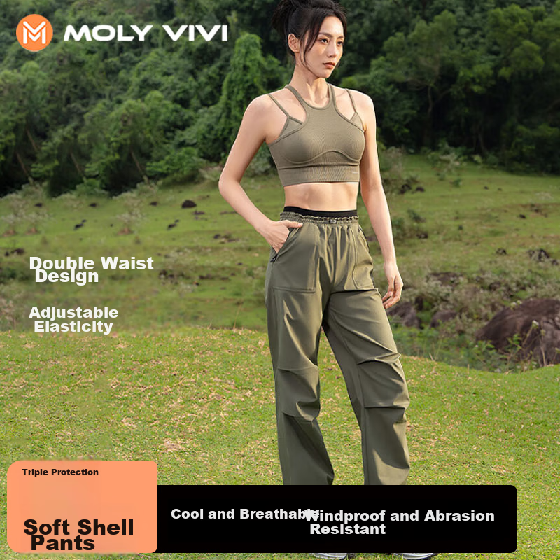 MOLY VIVI Soft Shell Sports Pants for Women, Outdoor Summer Workwear, Windproof And Rainproof, for Sports, Hiking, And Mountaineering, Magic Vivy
