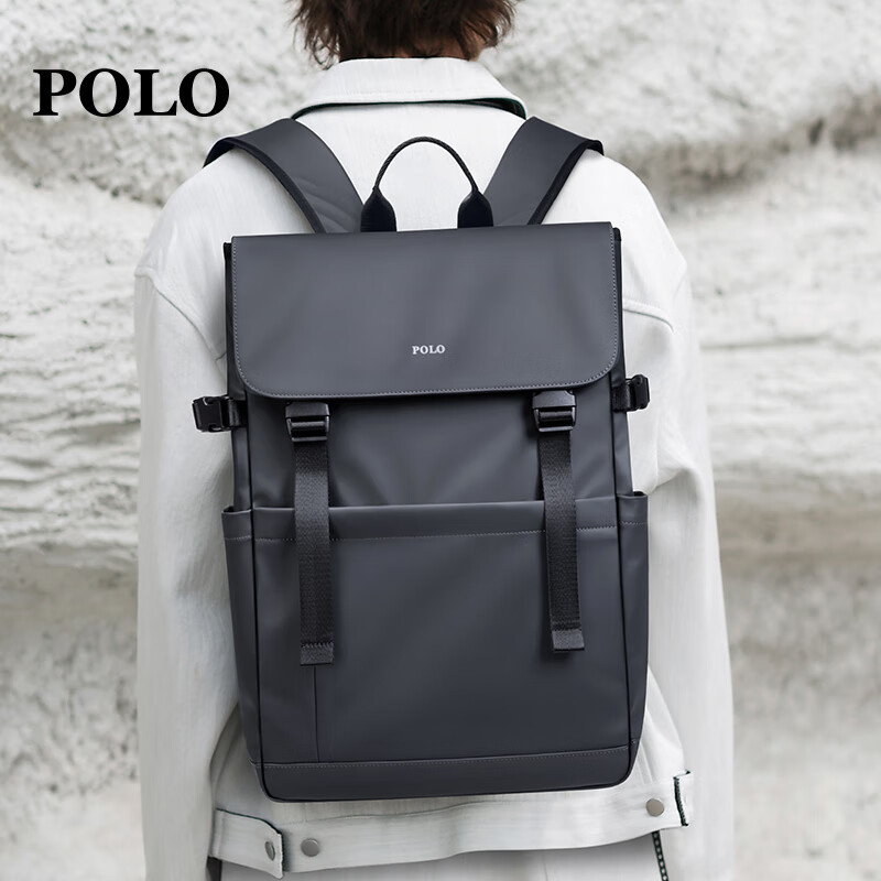 POLO Men's Travel Backpack Men's Lightweight Flap Bookbag 15.6/16 Inch Laptop Bag Business Travel Bag