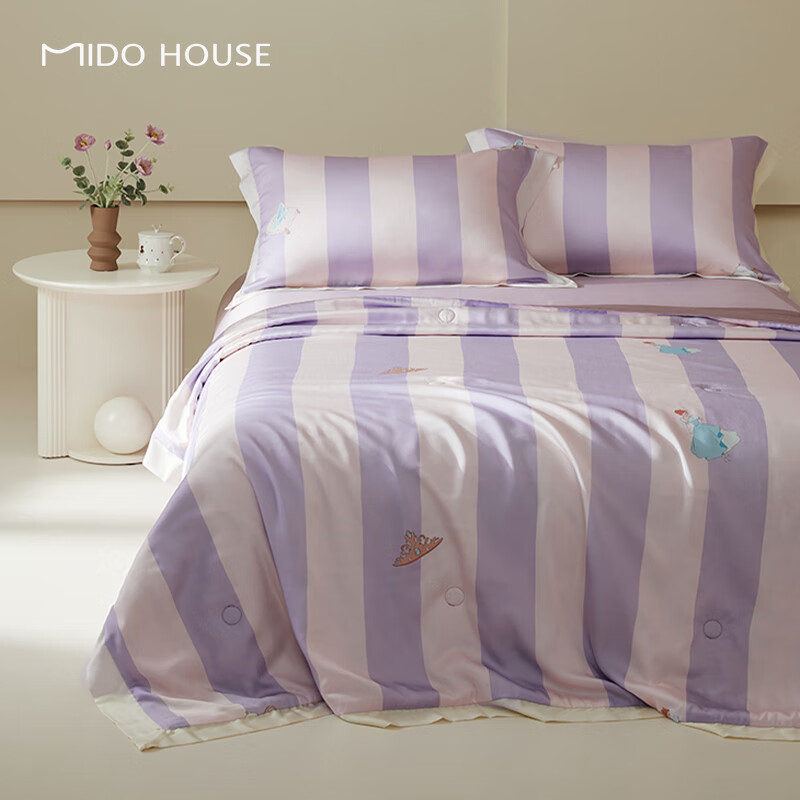 MIDO HOUSE Mingdu 60S Blue Silk Summer Cool Quilt Air Conditioning Quilt Machine Washable Single Double Thin Quilt Purple 220*240cm