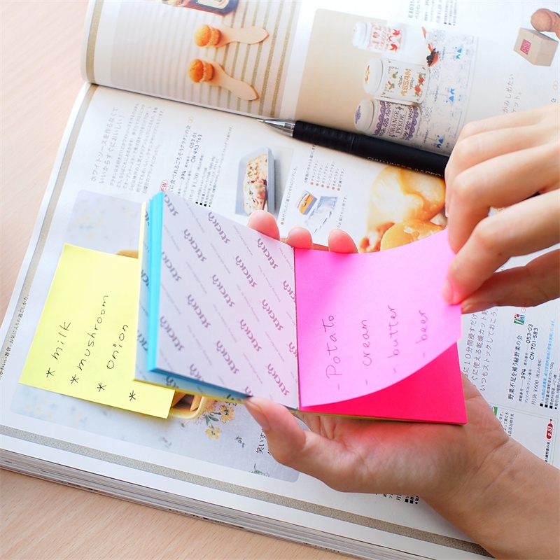 STICKN Magic Sticky Notes Memo Pads 76*76mm Fluorescent 4 Colors 100 Sheets/Book 31101