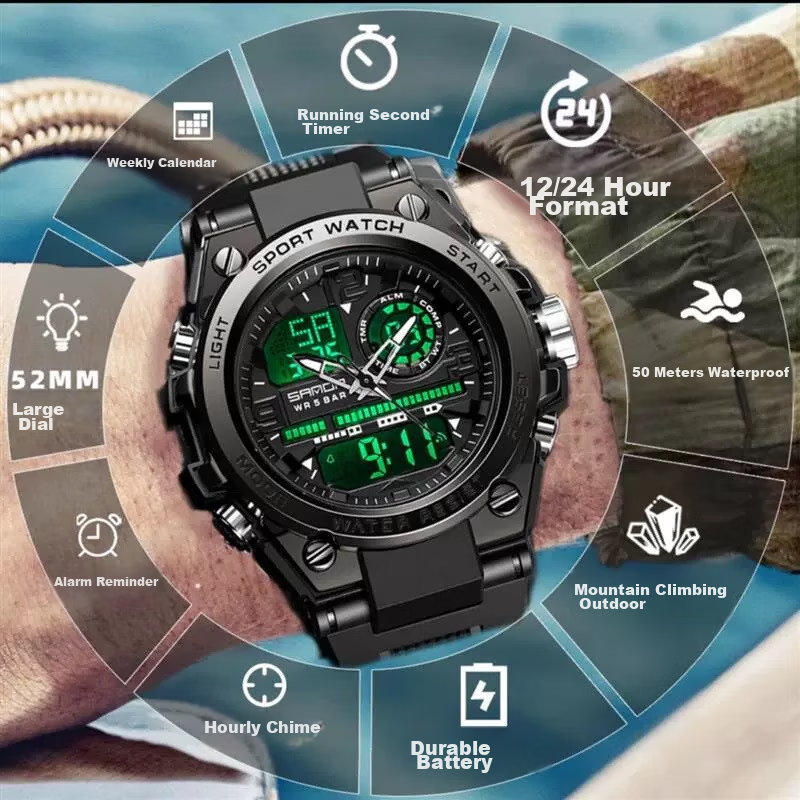 SANDA Electronic Watch for Men, Students, Luminous, Waterproof, for Middle School And High School Students, Sports, Military Enlistment, Soldiers' Watch