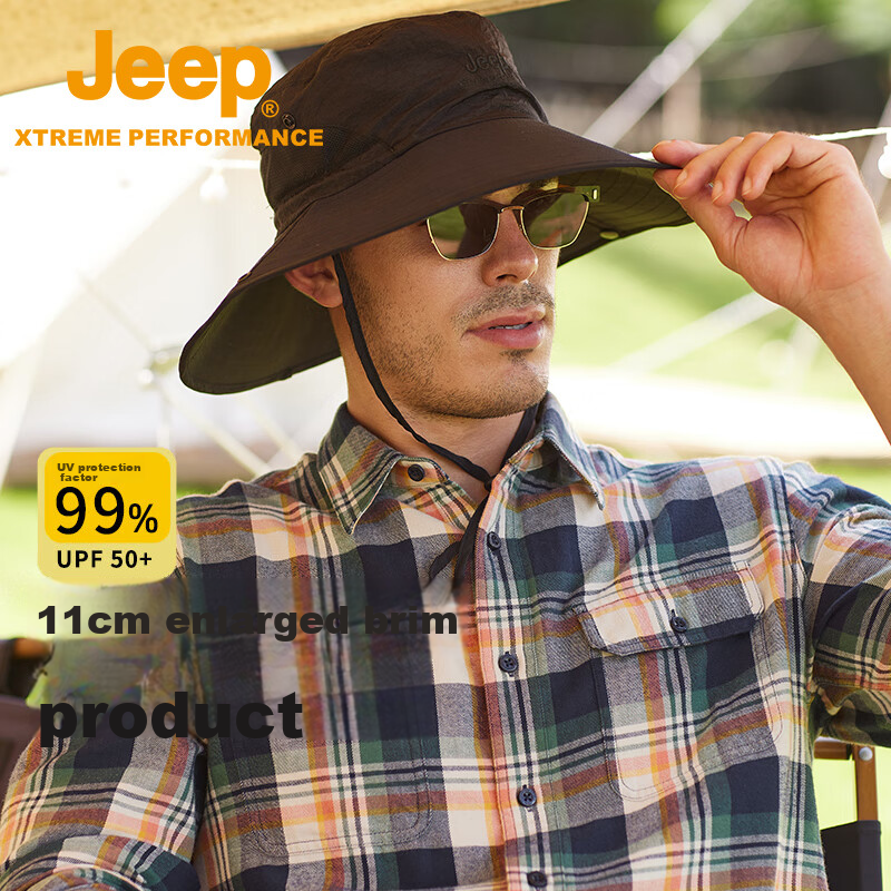 Jeep Sun Protection Hat for Men, Outdoor Sun Visor, Water-Resistant Fisherman Hat, Breathable Sun Hat, Sports Casual Fishing Hat