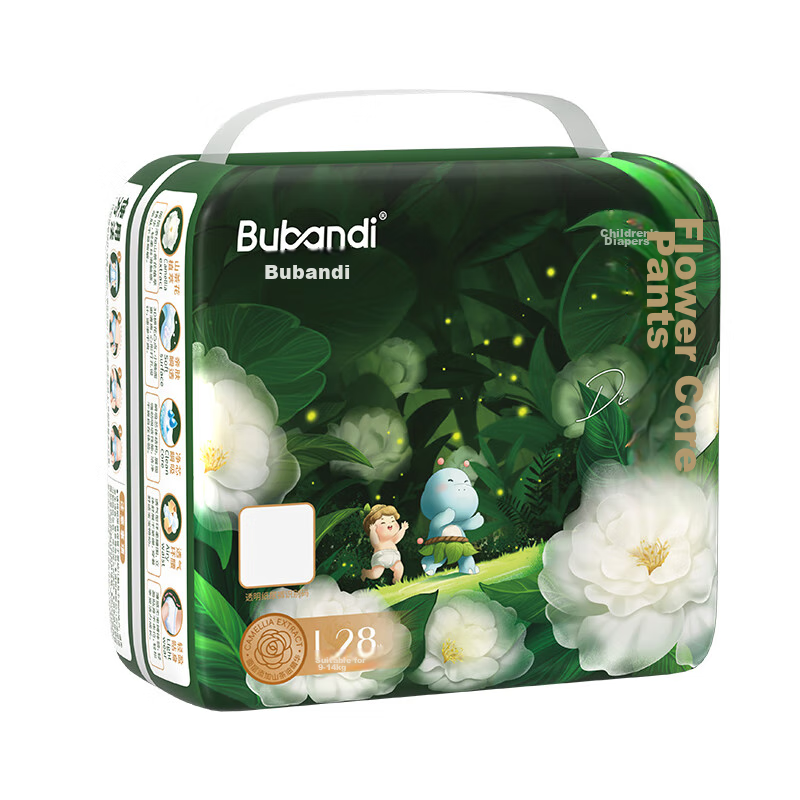 Bubandi Camellia Core Pants Diapers, L Size, 112 Pieces, Ultra-Thin, Breathable, Unisex, for Baby Boys And Girls