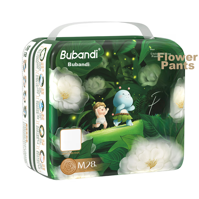 Bubandi Camellia Core Pants Pull-Up Diapers, M Size, 112 Pieces, Ultra-Thin, Breathable, Unisex for Boys And Girls