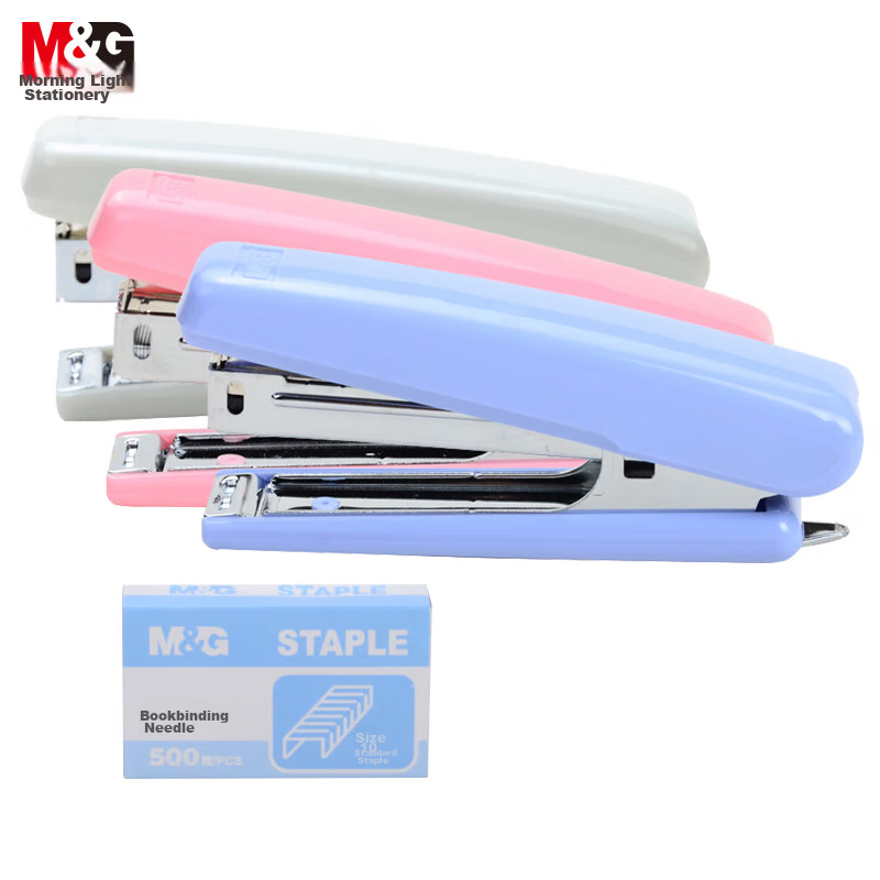 M&G Stationery 10# Stapler Set, Stapler (Stapler + Staples), Durable Office Supplies, Random Color ABS91633, Back-To Essential