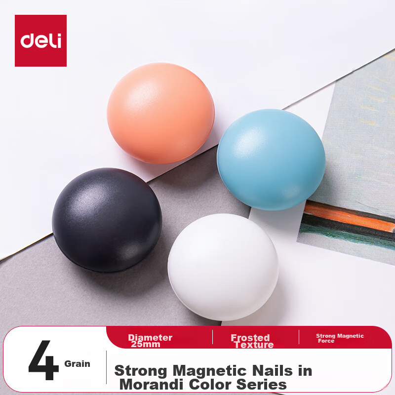 Deli, 4 Pieces/card Whiteboard Accessories, Refrigerator Magnet Strong Magnetic Nails Whiteboard Magnets Blackboard Magnet/iron Stone/magnet Magnetic Stickers for Teaching And Office, Glass Whiteboard