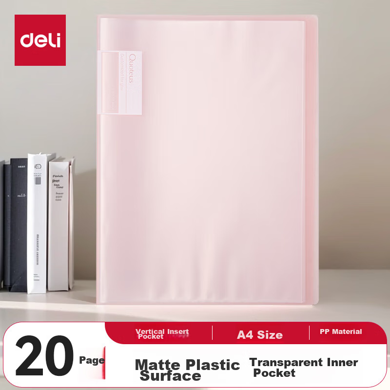 Deli A4/20-Page Document Folder with Pockets, Certificate Collection Folder, Pregnancy Check-Up Organizer, Prenatal Report Organizer, Sheet Music Folder 72457 Red