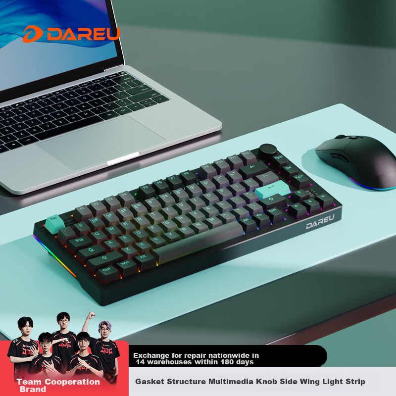 Dareu EK75 Series 75% Layout Wired/wireless/Bluetooth Tri-Mode Customizable Mechanical Keyboard, Gasket Mount Structure, Ash Gray - Mengyu HIFI Switch