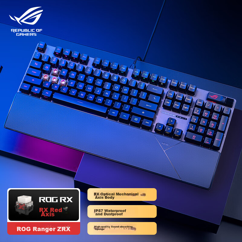 ROG Youxia 2 RX PBT Edition Mechanical Keyboard, Wired Gaming Keyboard, RX Red Switch, RGB Backlight, Waterproof And Dustproof Keyboard, 104 Keys, Black