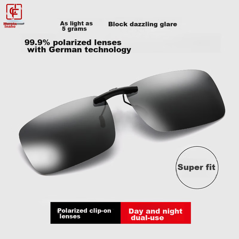 CUTRAN Sunglasses Clip-On, Ultra-Light Polarized Sunglasses Clip for Nearsightedness, Driving, Fishing, UV Protection, Polarized Black And Gray