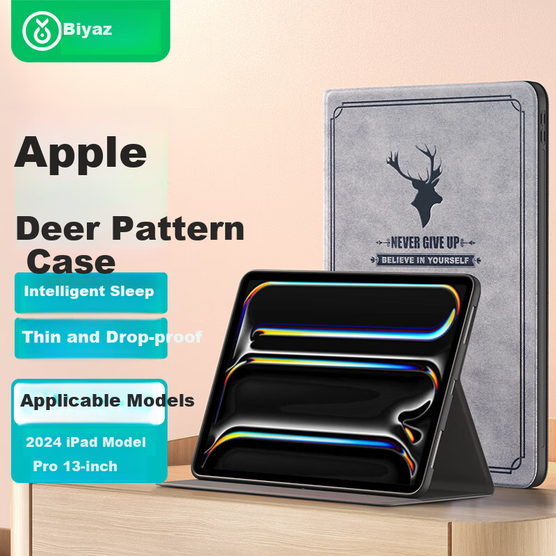 BIAZE 2024 Apple iPad Pro 13-inch Protective Case Tablet Protective Shell Smart Sleep Thin and Light Anti-fall PB513-Gray