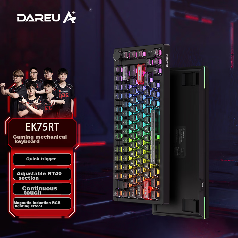 Dareu EK75 Magnetic Switch Keyboard, Mechanical Keyboard, 75-Key Layout, Gaming Keyboard, RT Adjustable Key Travel, RGB Backlight, VALORANT Customizable Keyboard - Phantom
