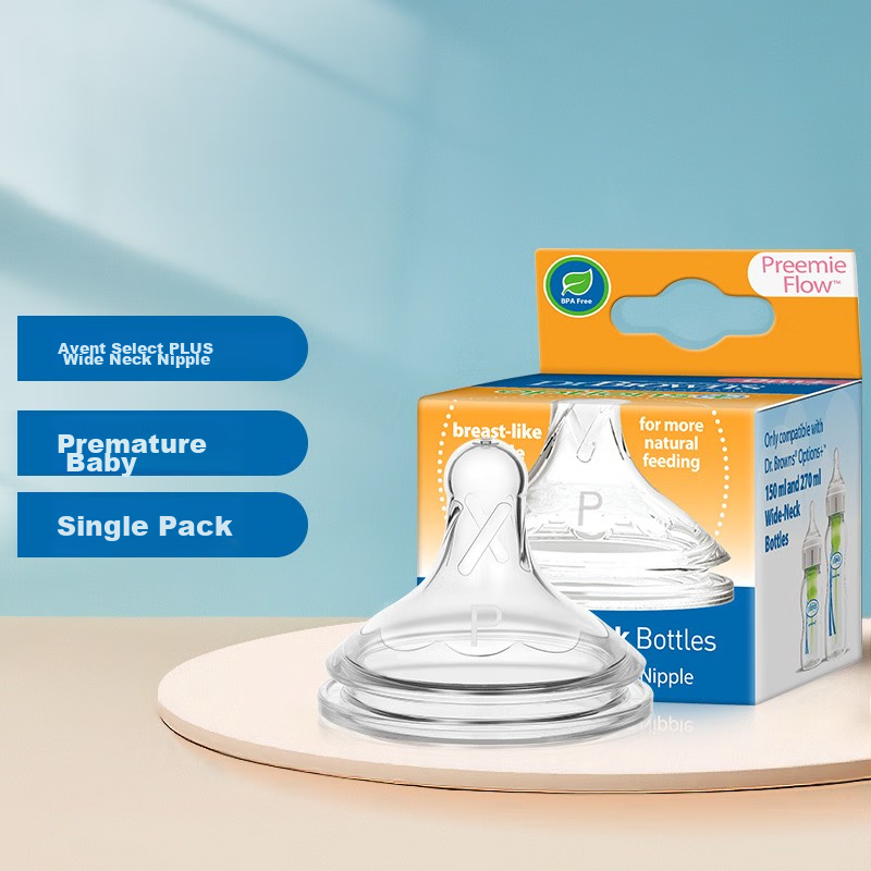 Dr. Brown's Wide-Neck Nipple (0-1 Month Slow Flow) for Newborns And Premature Babies (1 Pack) Aibaosen PLUS