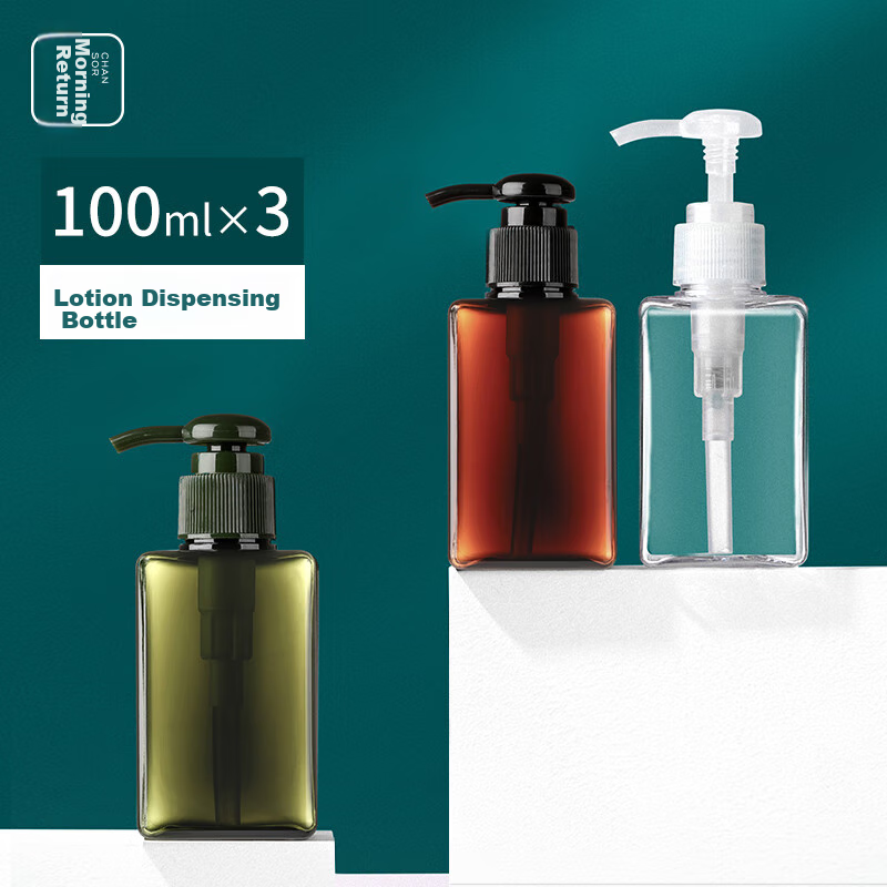 Chense 3-Pack 100ml Travel Toiletry Bottles for Shampoo, Shower Gel, Hand Soap, Pump Dispenser, Portable Empty Bottles
