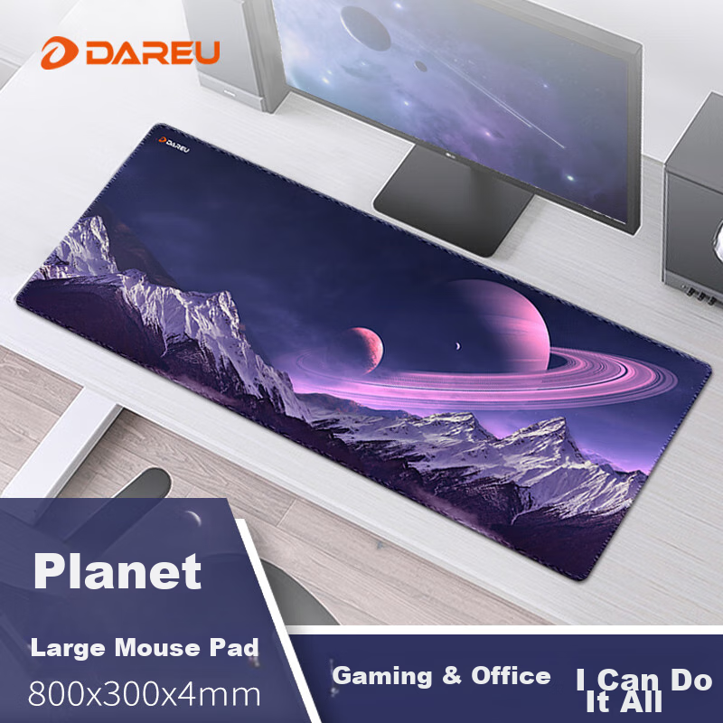 Dareu PG-D83 Planet Gaming Long Mouse Pad, Extra Large 800*300*4mm, Thickened with Locked Edges, Office Keyboard Computer Desk Pad, Purple-Black