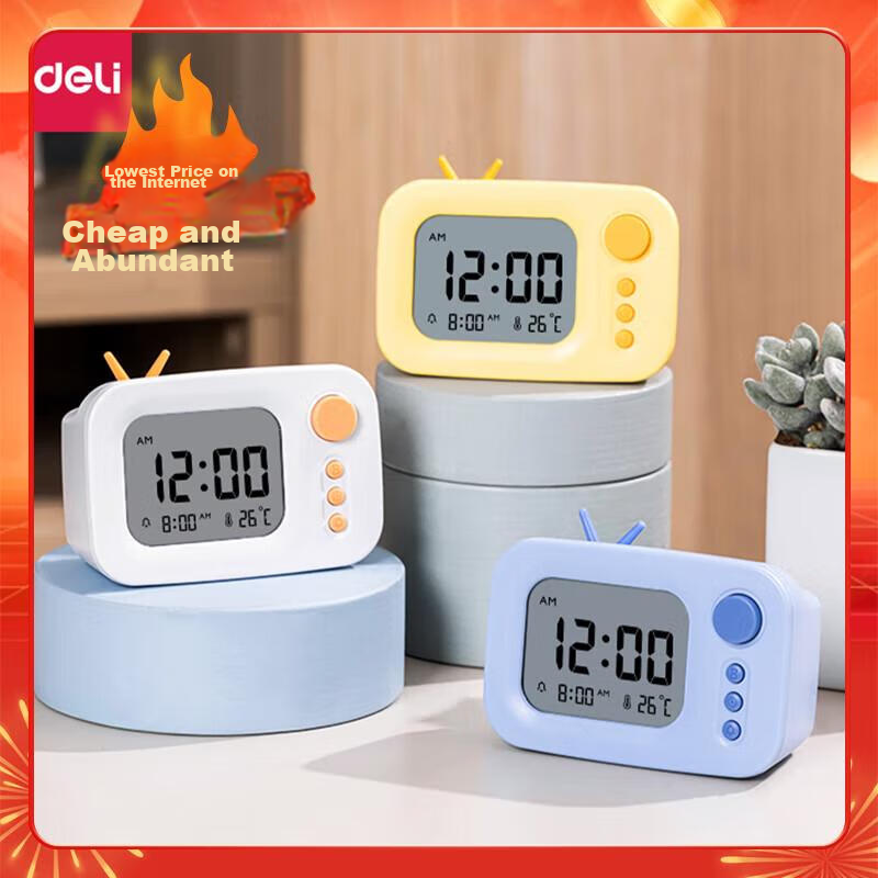 Deli Student Timer, Electronic Smart Alarm Clock, Children's Thermometer, Countdown Timer, Self-Discipline Timer, Reminder, Time Management Tool, Stationery, Birthday And Graduation Gift, White