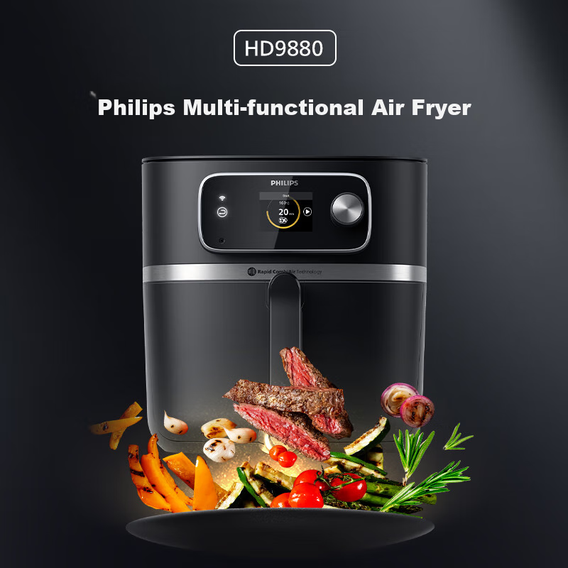 Philips [Government Subsidy] New Speed Adjustable Air Fryer 8.3L Large Capacity Smart Cooking Precise Temperature Control No Flipping Required APP Smart Recipes HD9880