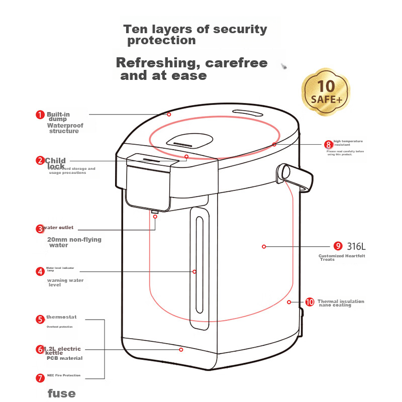 Toshiba [Government Subsidy], 10-Layer Safety Protection, 316L Maternal And Infant Grade Stainless Steel Electric Kettle, 5-Liter Electric Water Boiler, Constant Temperature Chlorine Removal, Light-Se