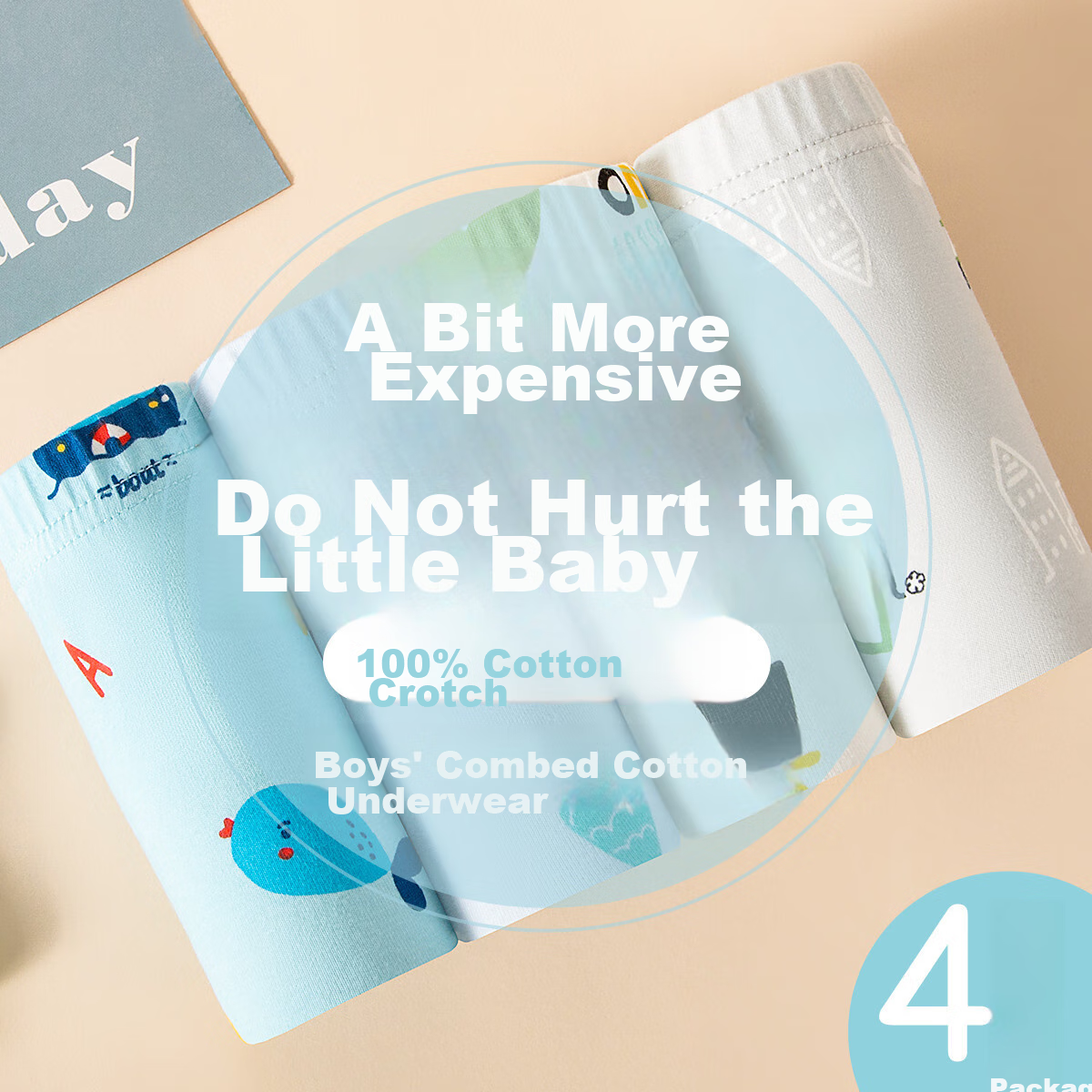 Fentengcare Children's Underwear, Pure Cotton Antibacterial Crotch, Boys' And Teenagers' Underwear, Big Kids' Boxer Briefs, No Pinching, Breathable, YR