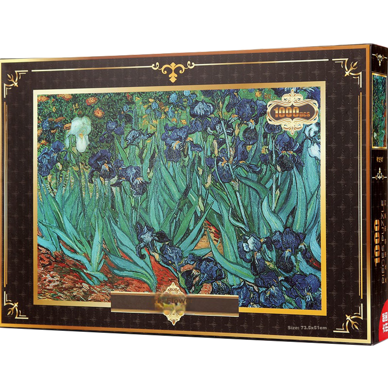 Gubu Adult Puzzle, 1000 Pieces, Iris Van Gogh, Challenging Jigsaw Puzzle, Random Packaging, Birthday Gift