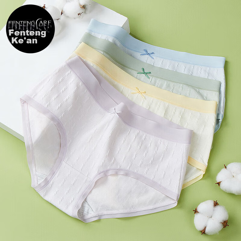 Fentengcare Women's Underwear, 5A Antibacterial, 4-Pack, Comfortable Breathable Mid-Rise Triangle Panties