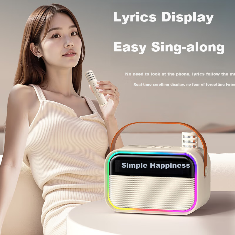 Good Shepherd Microphone Speaker with Built-in Sound Card KTV Microphone Family Sound System Wireless Bluetooth Speaker Singing Artifact Integrated TV Karaoke OK Song Lyrics Display