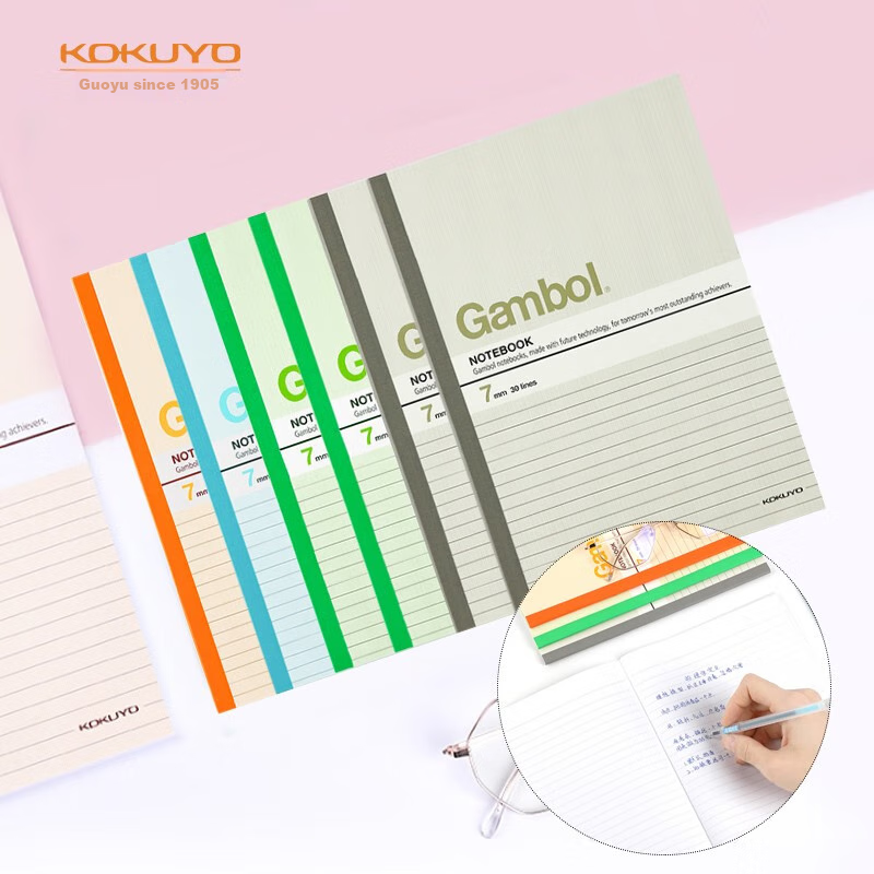 KOKUYO B5 Wirebound Notebook Gambol Watanabe Student Office Notebook, 7mm Ruled, 50 Sheets/Book, 6 Books, Random Colors, WCN-G6507