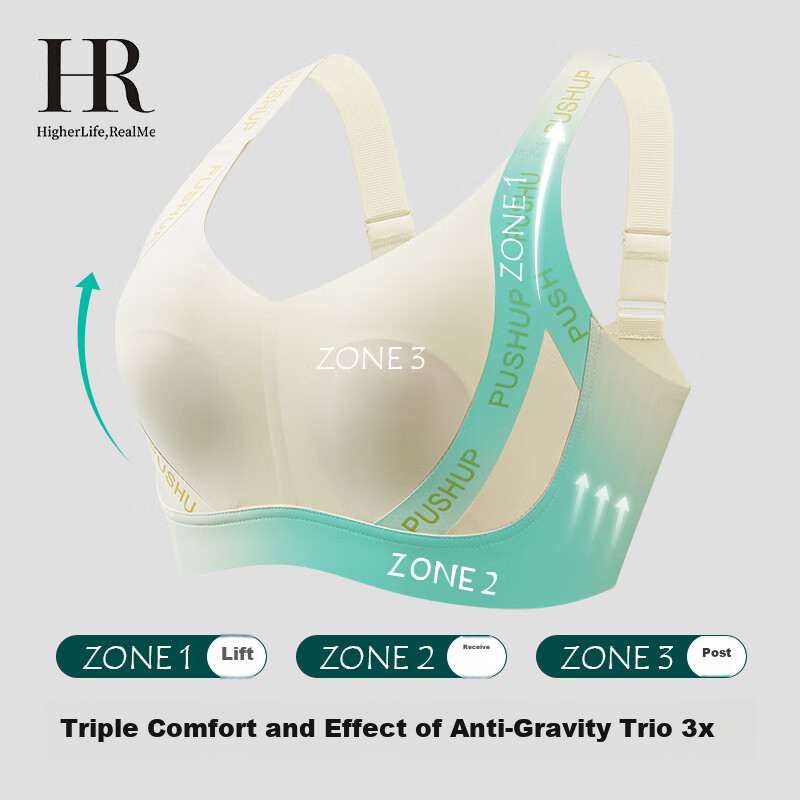 Helena (HR) Rabbit Ear Cup Bra for Women, Large Bust Minimizer, Wireless Semi-Liquid Bra, Cream White, XL+