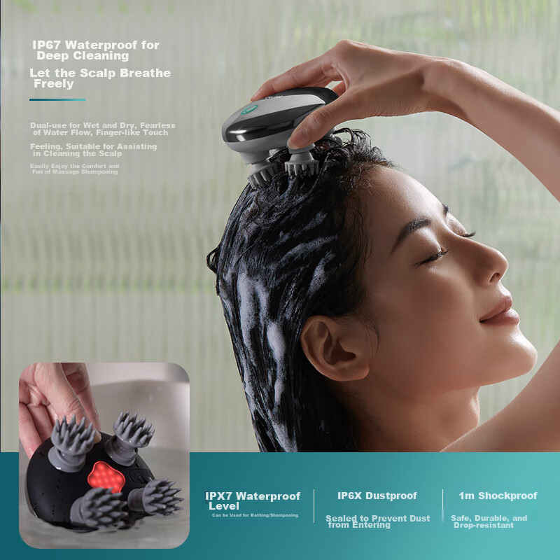 Philips Smart Scalp Massage Comb, Hair Care And Scalp Nourishing Head Massager, Waterproof Shower Massage Claw, Birthday And Holiday Gift for Elders, Boyfriends, Girlfriends, 3101H Gray