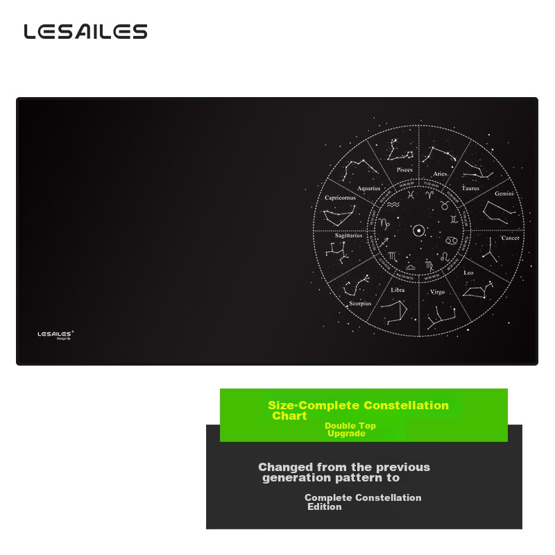 Feidun LESAILES Constellation Gaming Office Mouse Pad, Large Size, Thickened with Locking Edge, Computer Keyboard Desk Mat, Flagship Edition Black, 800*400*3mm