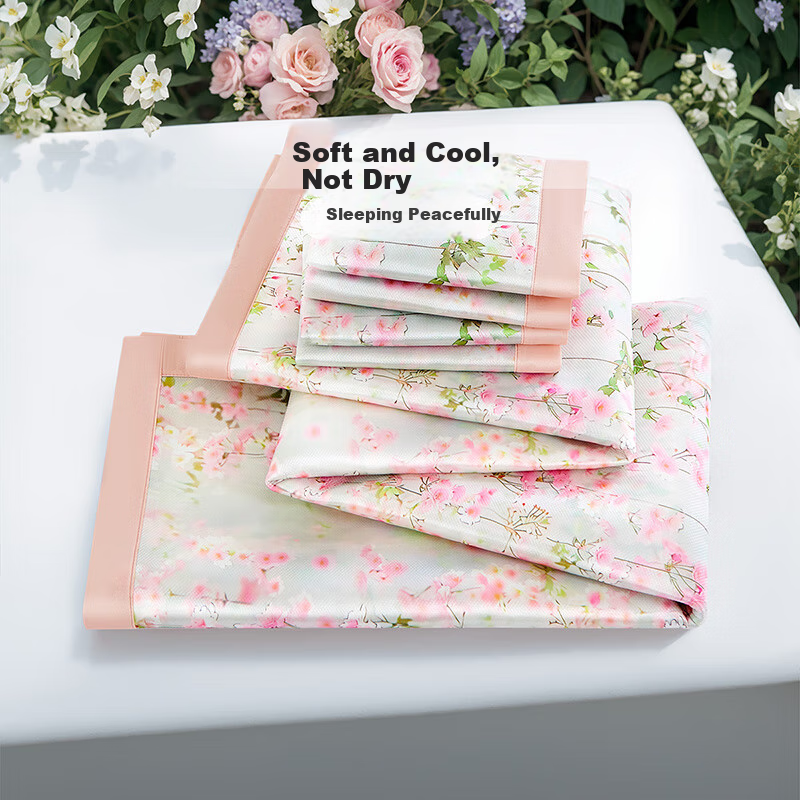 FUANNA Yayun A Class Washable Cool Feeling Printed Mat Single Person Two-piece Set Pink 1.2*2m [Foldable]