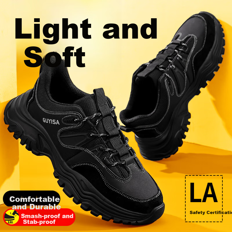 GUYISA Men's Winter Steel Toe Safety Shoes Anti-Smashing Anti-Piercing Lightweight Soft Bottom Safety Work Site Functional Shoes 3102 38
