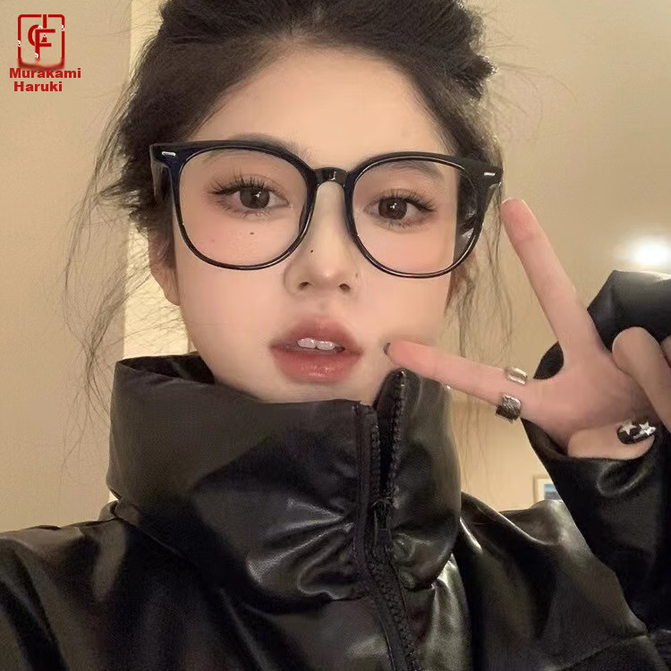 Murata Inaho Blue Light Blocking Glasses Myopia Glasses Radiation Protection Glasses Large Frame Slimming High Definition Unisex Bright Black Frame 200 Degrees