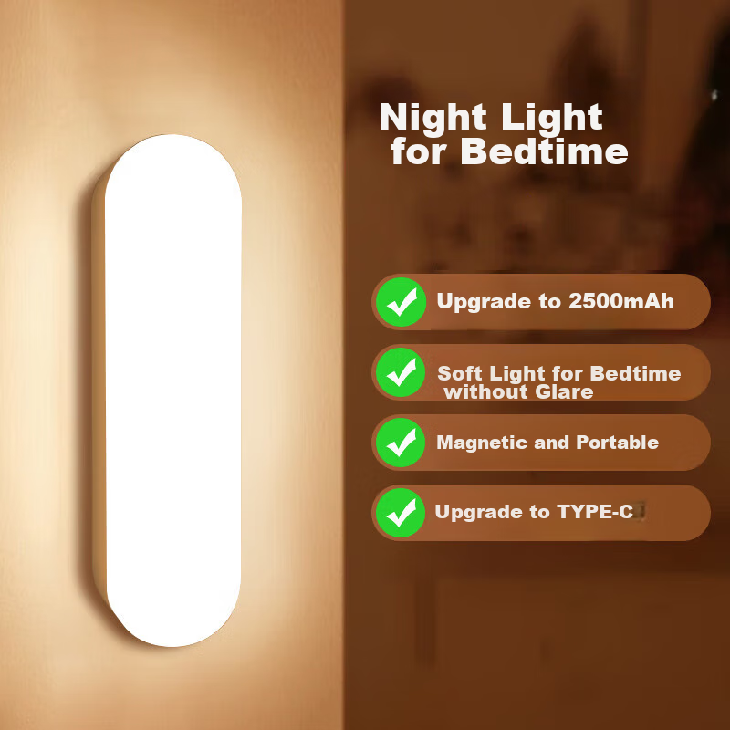 Datouren Rechargeable Night Light, Bedside Lamp, Study Lamp, Bedroom Magnetic Cabinet Hanging Light, Cool Dorm Reading Lamp, Touch-Controlled Desk Fan