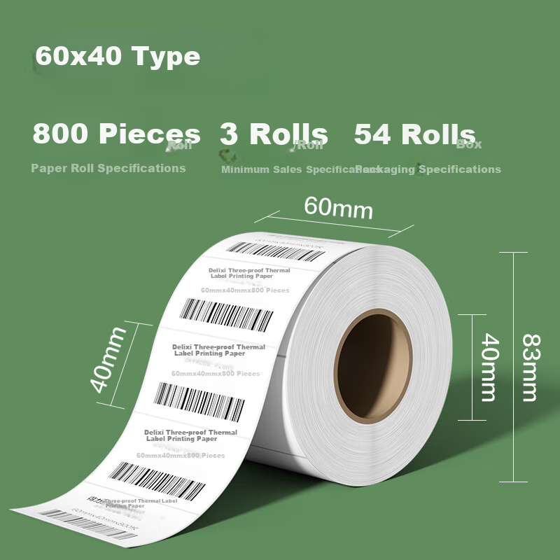 Deli Slanhai 60*40mm 800 Sheets*3 Rolls Three-proof Thermal Label Printing Paper Express Sticker Printing Paper Goods Barcode Label Paper ZG213