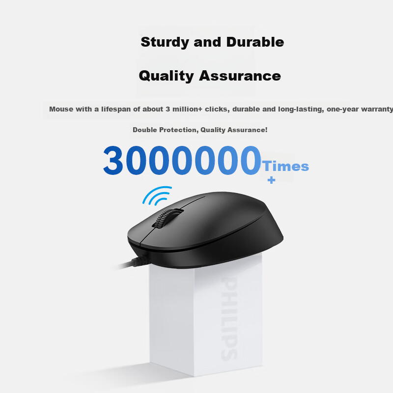 PHILIPS Wired Business Office Mouse Desktop Computer Notebook Universal Home Office USB Interface Ergonomic Mouse Corporate Procurement SPK7207 Black
