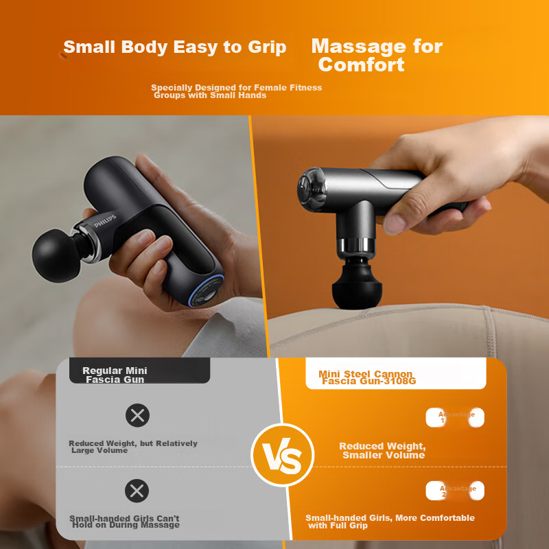 Philips 3108G Mini Massage Gun, Professional Fascia Gun for Women, Neck And Muscle Massage Device, Birthday Gift, Gray