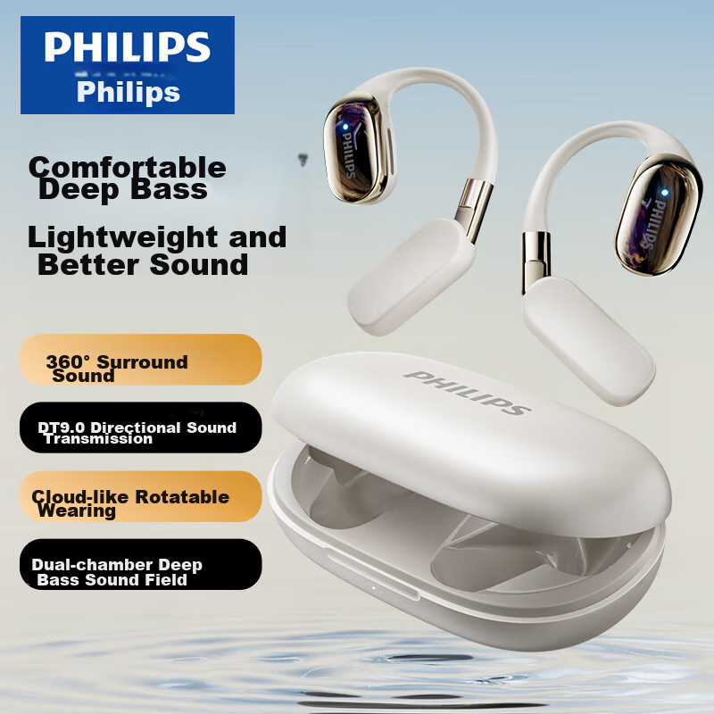 Philips Bluetooth Headphones, Bone Conduction Concept, True Wireless, Over-Ear, Open-Style, Non-In, Clip-On, for Sports And Running, Long Battery Life, High-End Noise Cancellation, Universal Fit, Comp