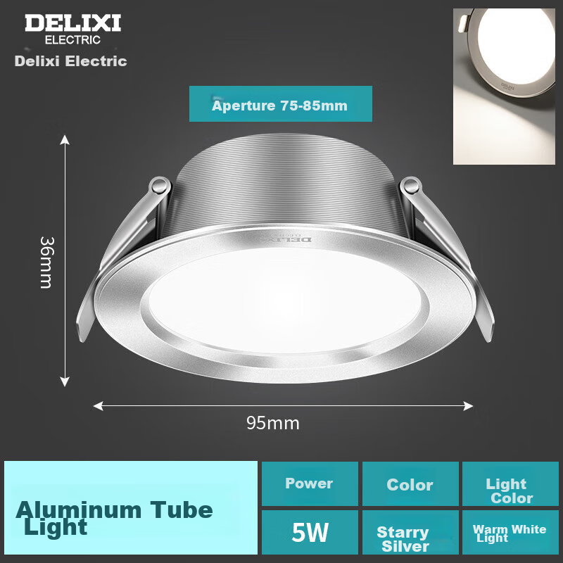DELIXI LED Downlight, Ceiling Light, Recessed Spotlight, Downlight [Full Aluminum 4.5W Warm White Light], Starry Sky Silver