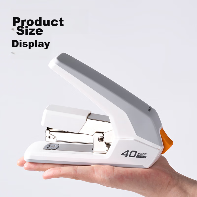 Deli 40-Page Low-Effort Stapler, Anti-Jamming Function, Pop-Up Staple Channel, Office Supplies, White 0478 (Staples Not Included)