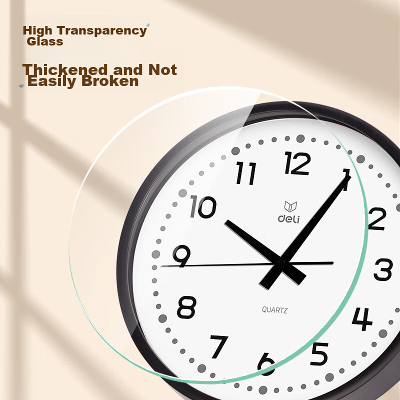 Deli Wall Clock, Stylish Creative Minimalist Living Room Wall-Mounted Quartz Clock, 28.5cm, LE401ES, White