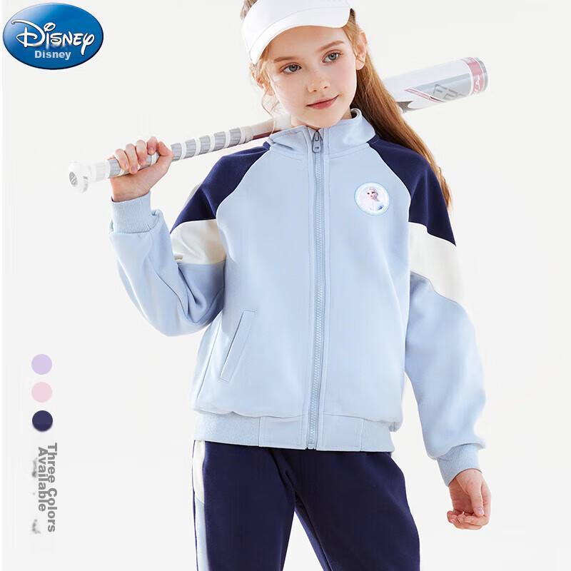 Disney Girls' Sportswear Set, Children's Autumn Outfit, Casual Two-Piece Set for Older Kids, Children's Clothing, LTZ20235 Navy Blue, 140cm